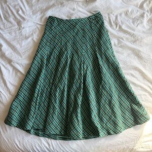 Vintage Y2K Moda International blue brown houndstooth tweed skirt